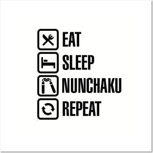 Eat Sleep Nunchaku Repeat Posters and Art